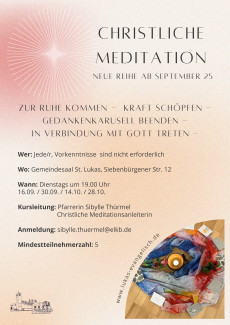 Plakat Meditation mit gestalteter Mitte mit Kerzen