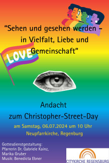 Plakat zur Andacht CSD 2024 Regensburg
